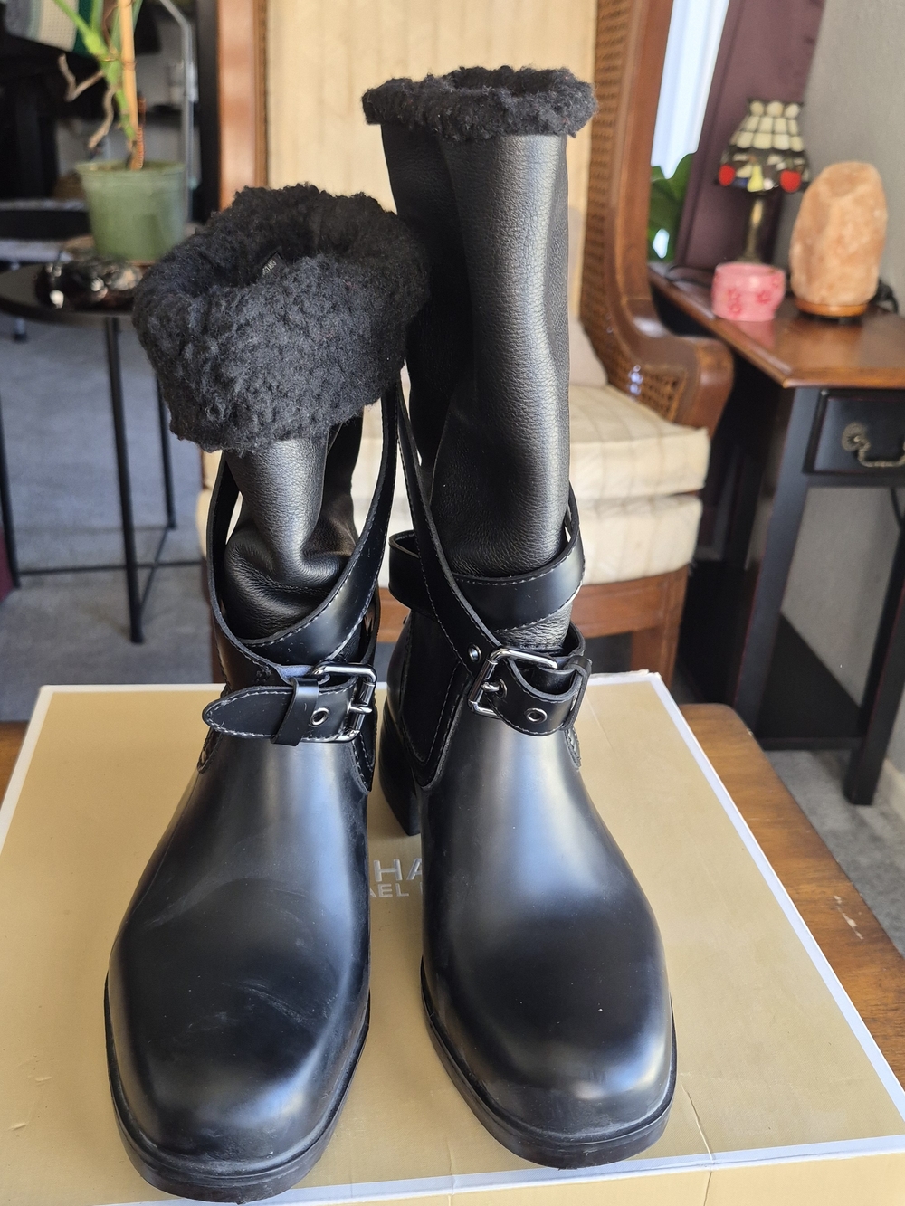 Coach Zena Black Mid-Calf Fleece-Lined Heeled Boots - Picture 10 of 11